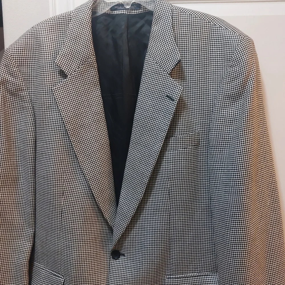 BRANDINI 100% Genuine Wool Men's Black and White Jacket Size 44L